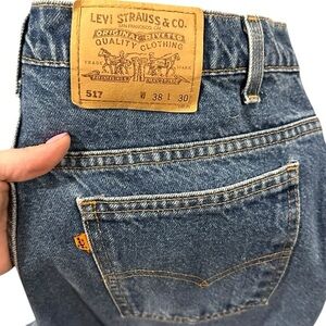 Vintage Orange Tab Levi's 517 | Blue Jeans with Classic Leather Patch 38x30